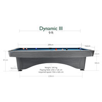 Pooltafel Dynamic III `licht grijs 9 foot Dynamic Pooltafel Dynamic III `licht grijs 9 foot