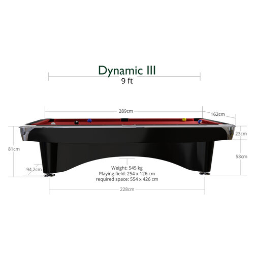 Pool table Dynamic III shining black 9 foot - Copy Dynamic Pool table Dynamic III shining black 9 foot - Copy