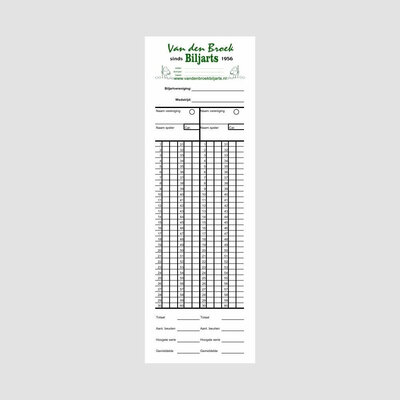 Biljard Telleblokk Van den Broek Biljard