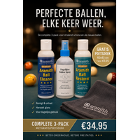 3 pack Aramith Cleaner, Restorder en Ballen spray. Met gratis poetsdoek ARAMITH 3 pack Aramith Cleaner, Restorder en Ballen spray. Met gratis poetsdoek