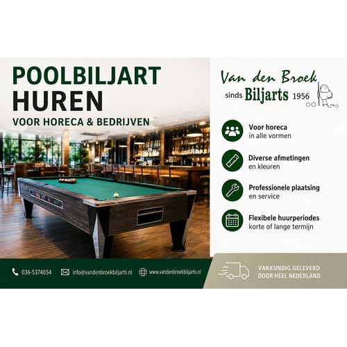We install the pool table in your hospitality establishment free of charge. Your guests pay per game, and we share the revenue. Includes professional installation, service, and maintenance. Sam We install the pool table in your hospitality establishment free of charge. Your guests pay per game, and we share the revenue. Includes professional installation, service, and maintenance.