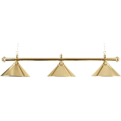 Stanglampe med 3 skærme, stang og skærm, messingfarvet