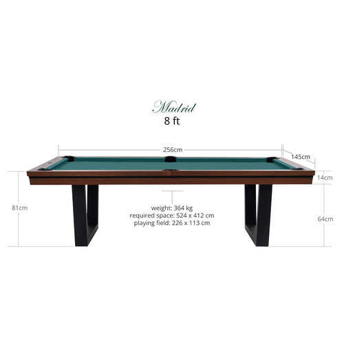Rasson Madrid pool table, walnut, 7 of 8 feet Rasson Rasson Madrid pool table, walnut, 7 of 8 feet