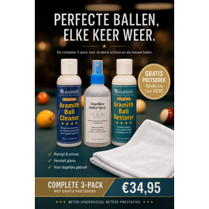 3-pakning Aramith Rengøringsmiddel, Restorder og Ball Spray