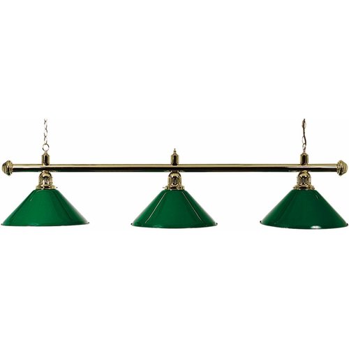 Biljartlamp pool met drie kappen, groen