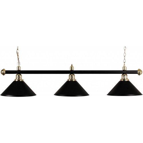 Pool billiard lamp with three shades, copper/black.