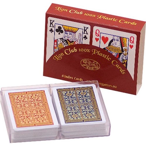 LION-GAMES Poker cards Lion 100% plastic x2, Bridge