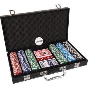 Pokerset resväska syntetiskt läder 300 marker värde