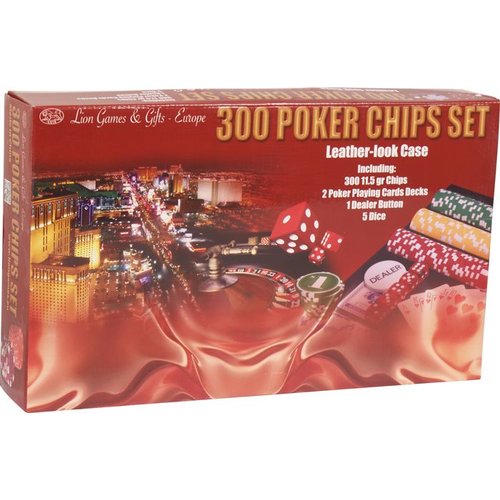 Poker set suitcase synthetic leather 300 chips value