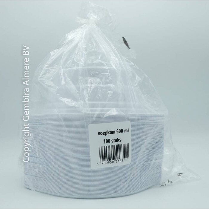 Soepkom 600ml plastic - 100 stuks