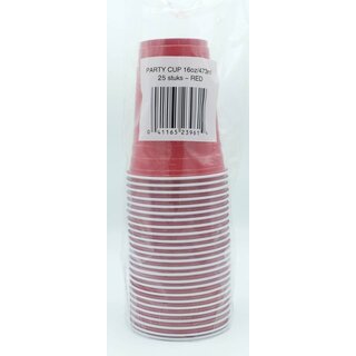 Rood Party Cups 25 stuks - 473ml (Plastic)