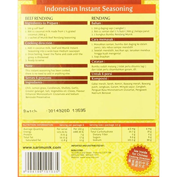 Beef Rendang Bumbu Munik 115gr