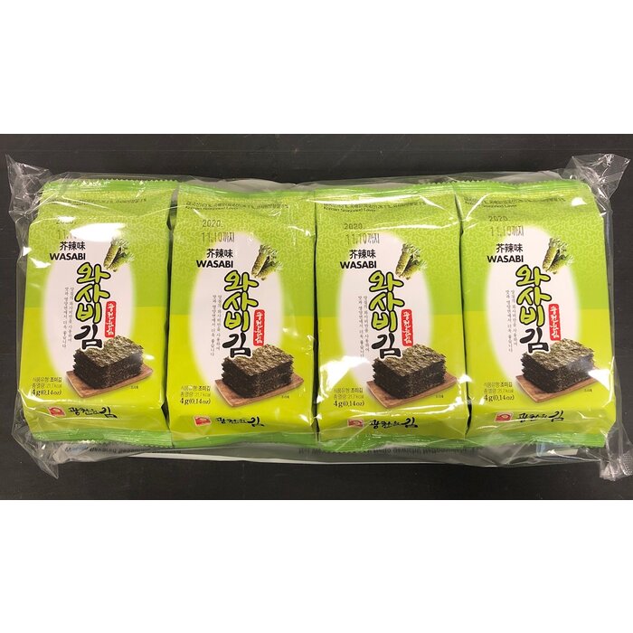 Korean Seasoned Layer Seaweed with Wasabi 4g x8 (32gr) Kwangcheon