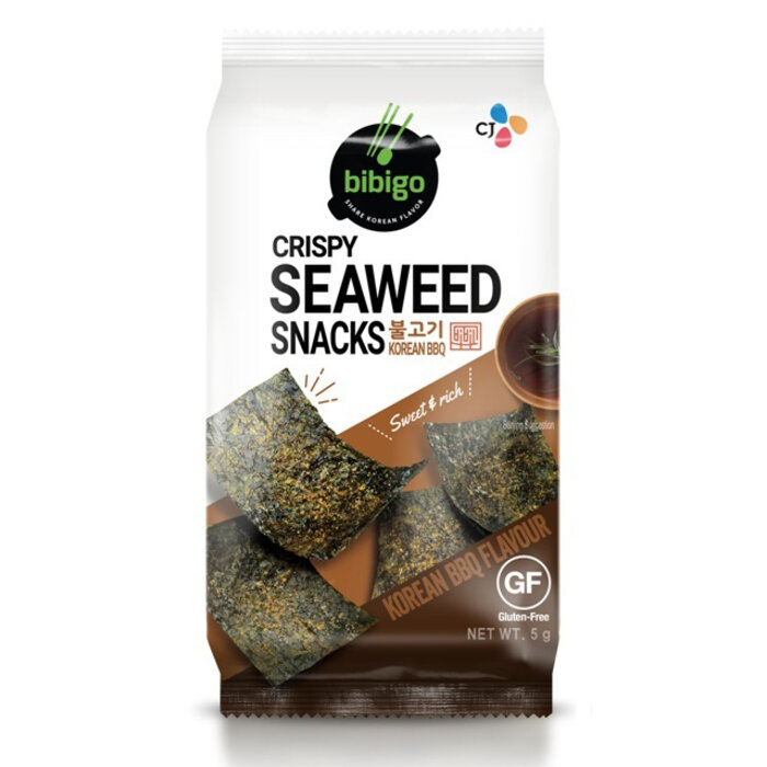 CJ CheilJedang crispy seaweed snack BBQ 3 pack x 5g bibigo