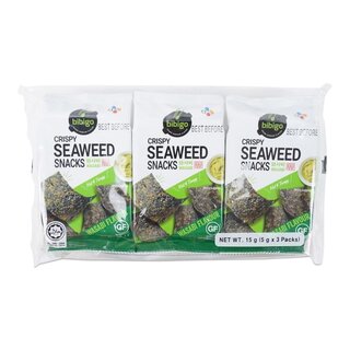 outlet: Bibigo Crispy Seaweed Wasabi 5gx3packs (15gr) tht 1-5-2025