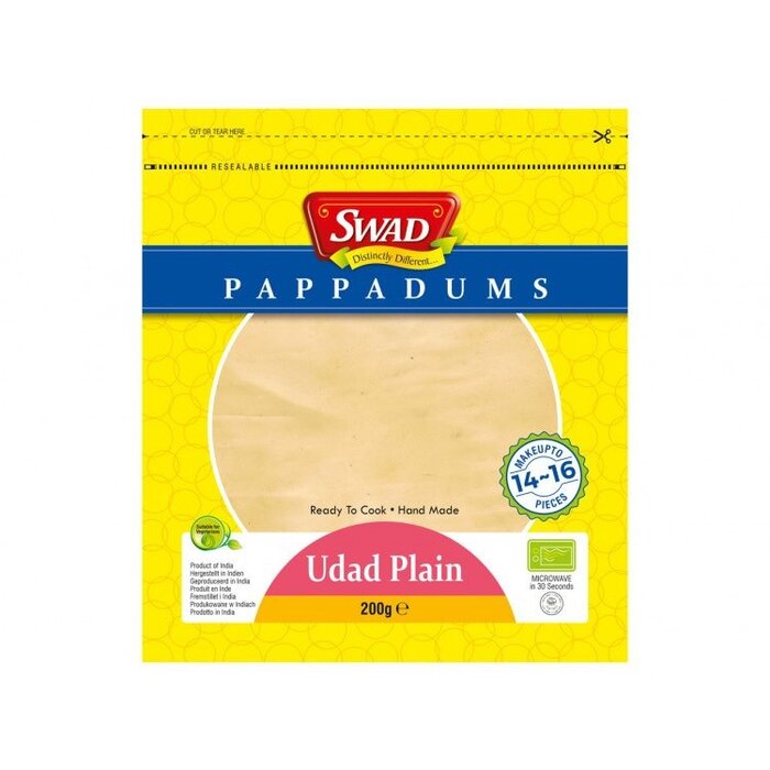 swad pappadums udad plain 200gr