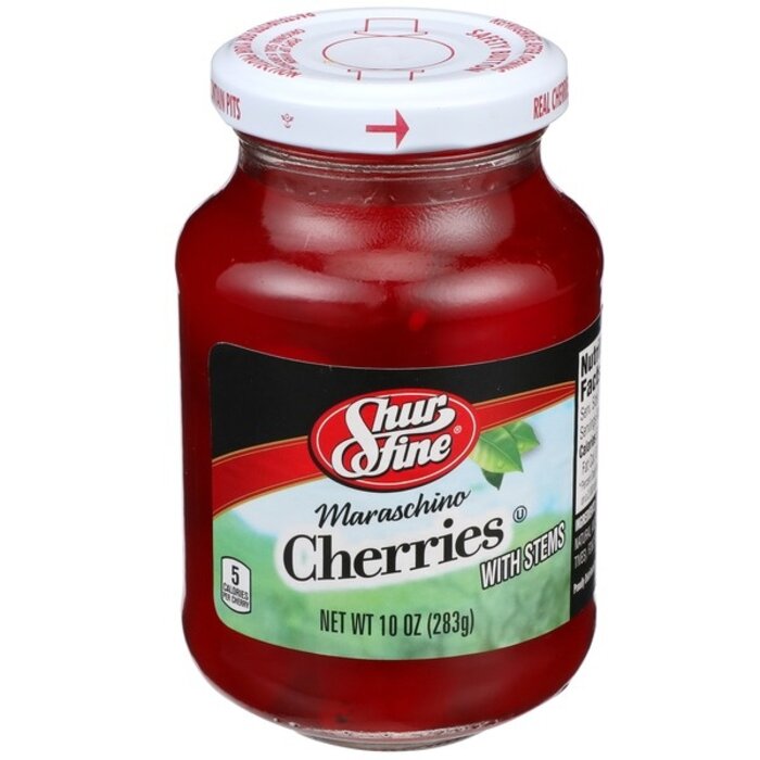 shurfine maraschino cherries with stems 10oz (283g)