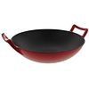 Wok Set Ø 36cm Gietijzer en Geëmailleerd - Rood incl. glasdeksel - Relance