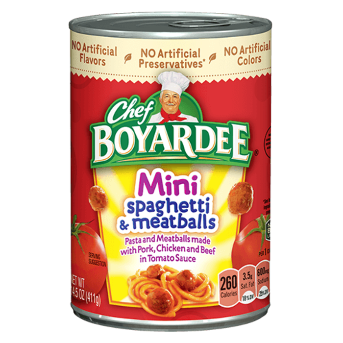 mini spaghetti meatballs 411g - chef boyardee