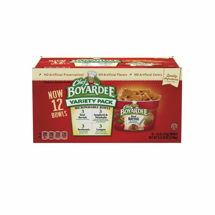 chef boyardee variety pack 12 bowls x 7.5 oz - 2.55kg