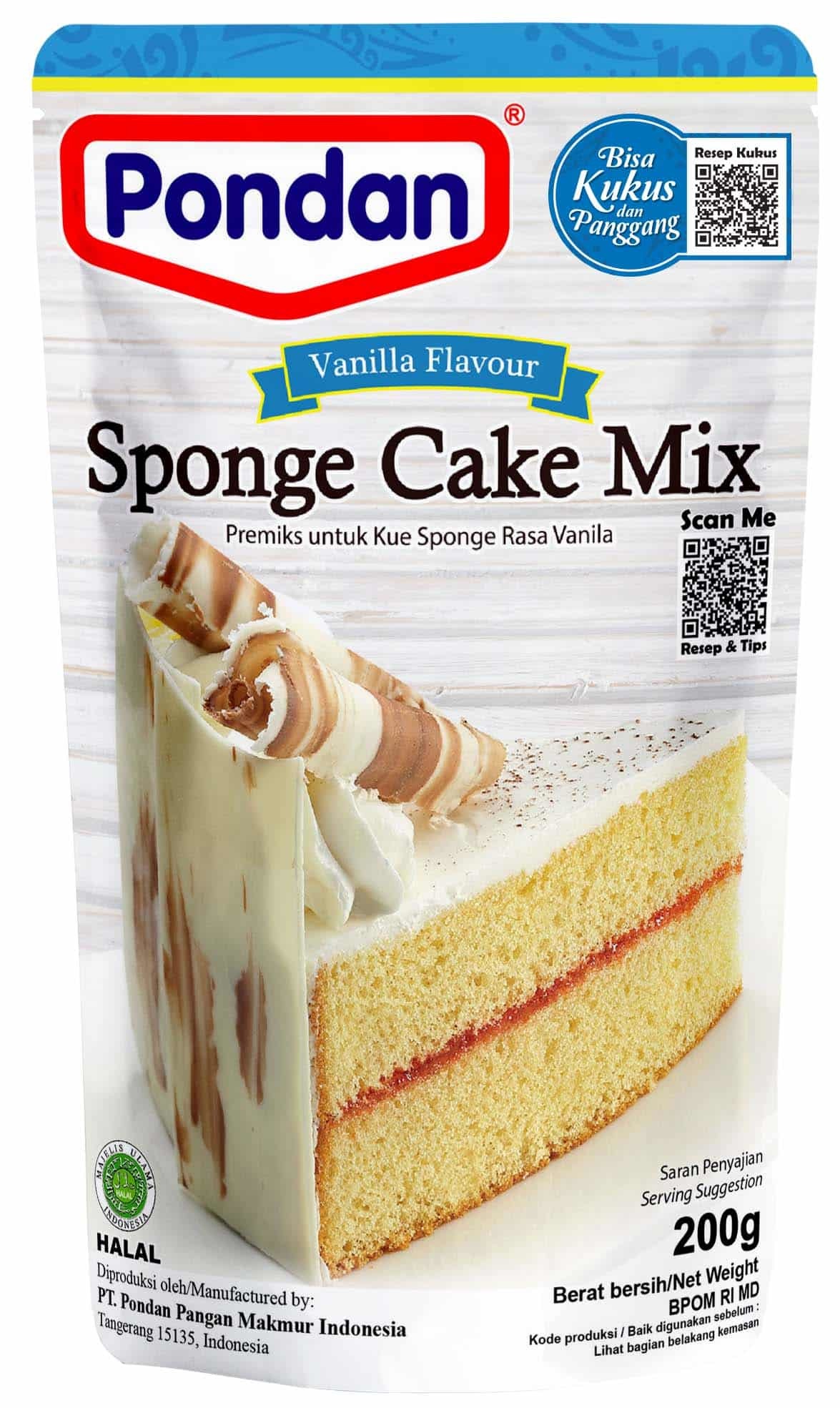Sponge Cake Mix Vanilla 200g Pondan Tokogembira.nl