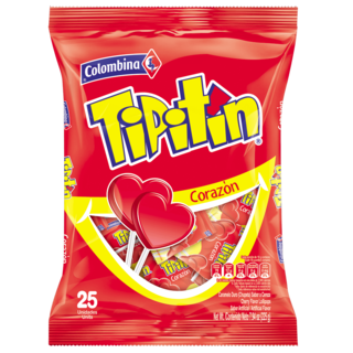 colombina tipitin carazon lollipop 25 pcs. - 225g - red pack
