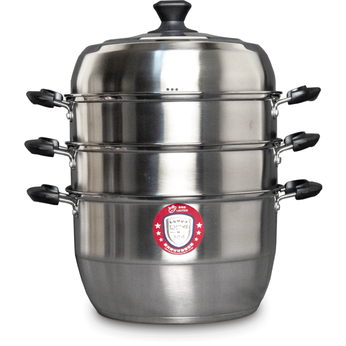 Stoompan RVS 30cm - 3 layers Laotesi Steamer