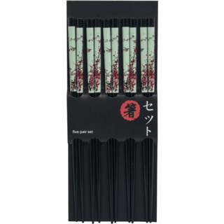 Chopsticks set 5 pairs black - Bird Blossom