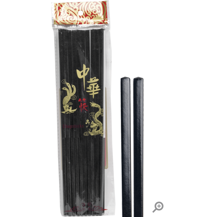 Chopsticks black melamine 10 pairs - dragon logo