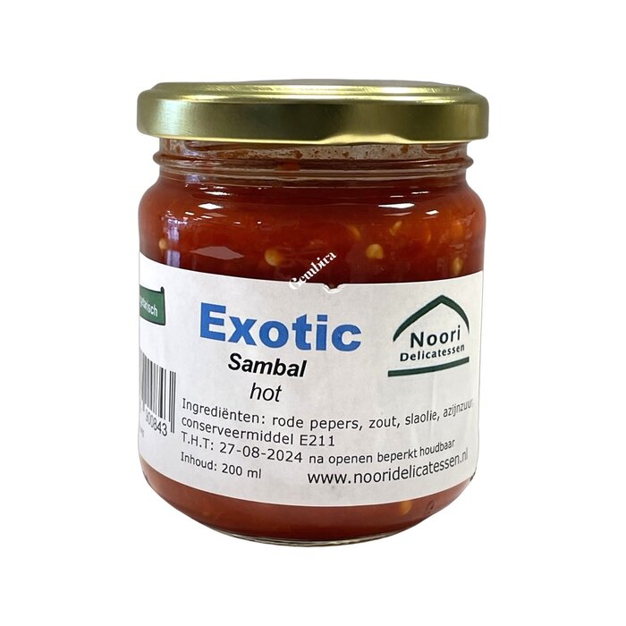 Exotic Sambal hot Noori Delicatessen 200ml Rood