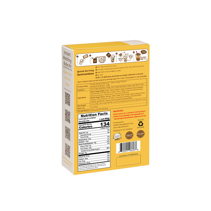 outlet: Instant Boba Kit Brown Sugar 4x60g O's Bubble THT 10.04.2026