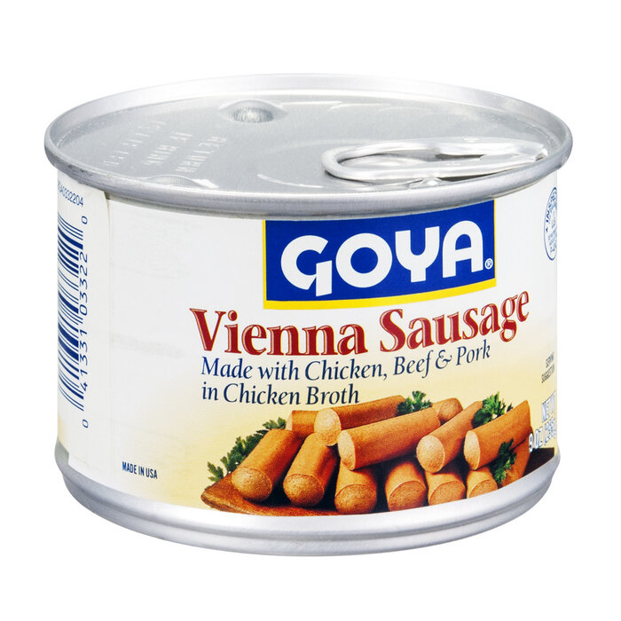 outlet: vienna sausage chicken, beef & pork - Goya 9oz (255g) THT NOV 2025