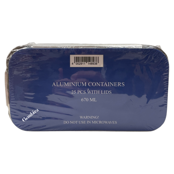 Aluminum Trays 670ml per 25 pcs. with flat lid
