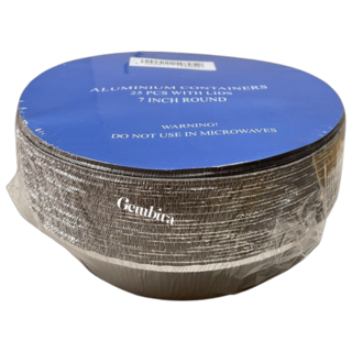 Aluminium Bakjes Rond dia 18cm - 7inch per 25 st. met platte deksel