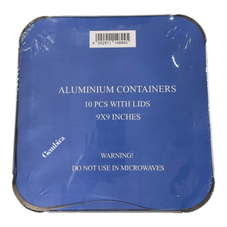 Aluminium Bakjes 24x24 cm (9x9inch) per 10 st. met platte deksel