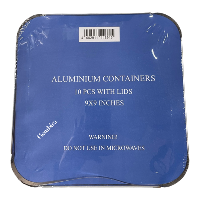 Aluminum Trays 24x24 cm (9x9inch) per 10 pcs. with flat lid