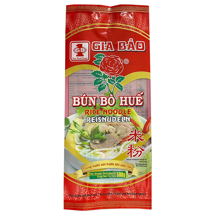 Bun Bo Hue Rice Noodle 500g Gia Bao 1,5mm Red