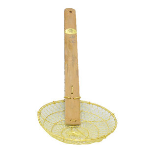 6inch Brass Wire Skimmer Gold color met bamboo handvat