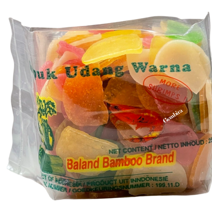Krupuk Udang Warna 250g - 2x3cm Baland Bamboo Brand - ongebakken