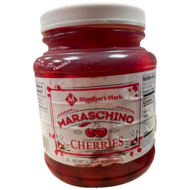 Maraschino Cherries 74 oz 2.1 kg Member's Mark with Stems