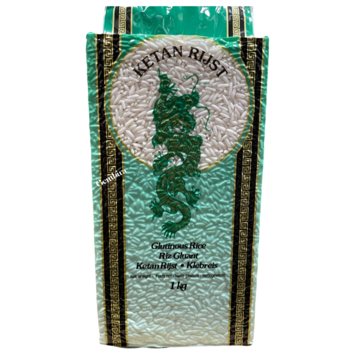 Ketan Rijst / Glutinous Rice 1 kg Dragon - Groene vacuüm pak