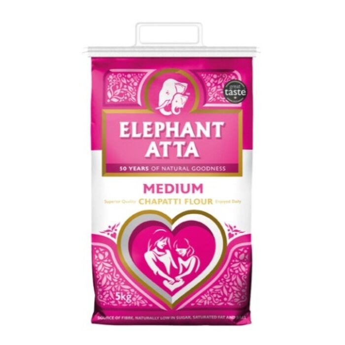 OUTLET: Chapatti Flour Medium 5kg Elephant Atta THT 01-08-25