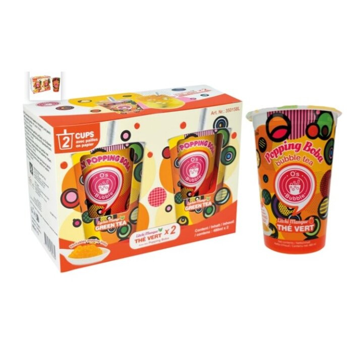 OUTLET: Popping Boba Lychee Mango 2x 480ml O's Bubble BBD: 28-06-2025
