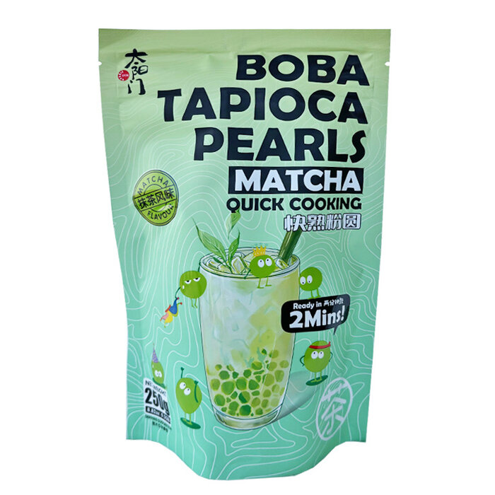 OUTLET: BoBa Tapioca Balls Matcha 250g Tai Yang Men Quick Cooking Best Before May 15, 2025