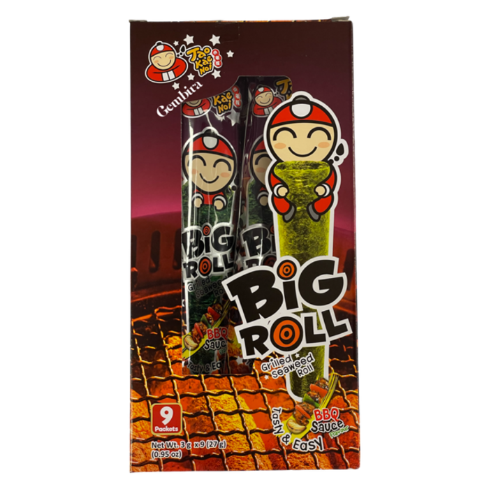OUTLET: Seaweed Big Roll BBQ 9 packs Tao Kae Noi - Box 3gx9 (27g) THT: 8-7-2025