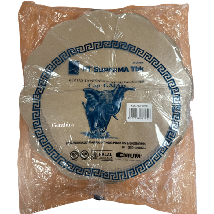 Kertas Laminating Piring Lidi ø28cm Cap Gajah PT Suparma Tbk