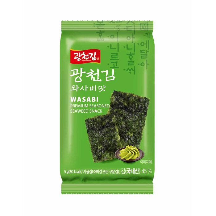 Korean Seasoned Seaweed w. Wasabi 5g x8 (40g) Kwangcheon Layer