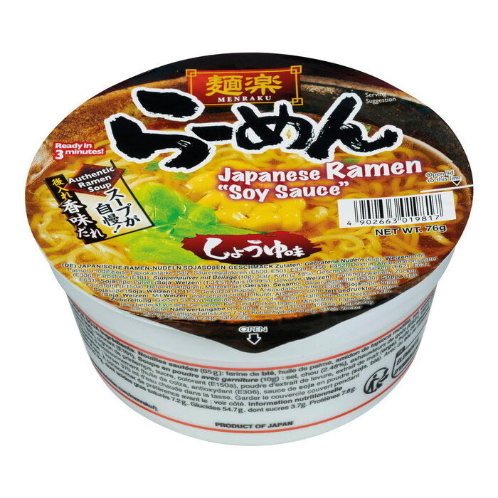 Menraku Cup Ramen Soy Sauce 76g