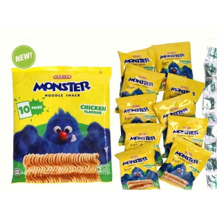 Monster Noodle Snack Chicken Flavor 10 packs x25g ( 250g - 8.8 oz)