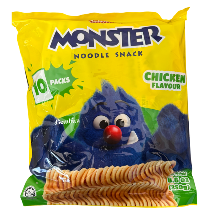 Monster Noodle Snack Chicken Flavor 10 packs x25g ( 250g - 8.8 oz)